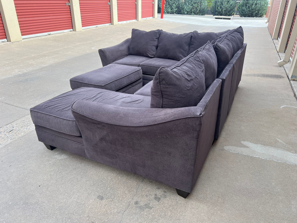 Large Grey U-Sectional with Storage Ottoman