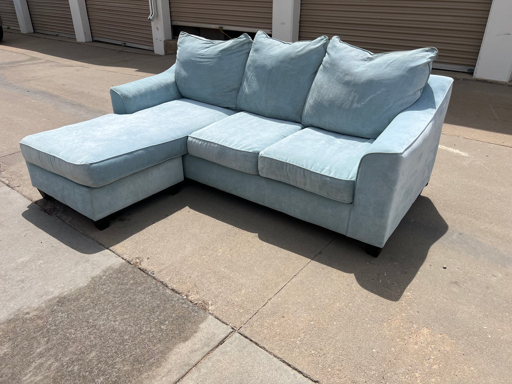 Light Blue Sectional with Reversible Chaise