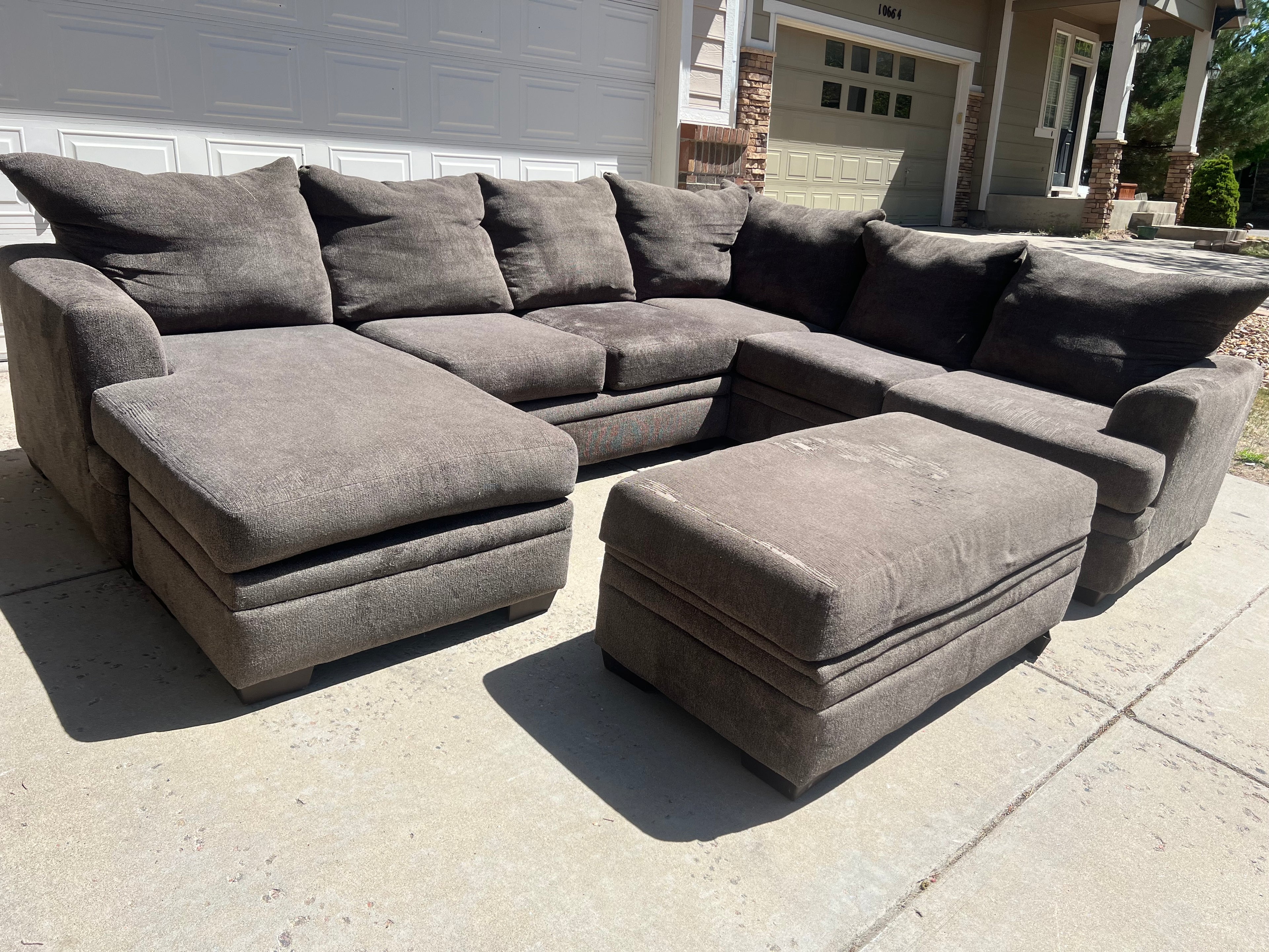 Grey Sectional with Storage Ottoman