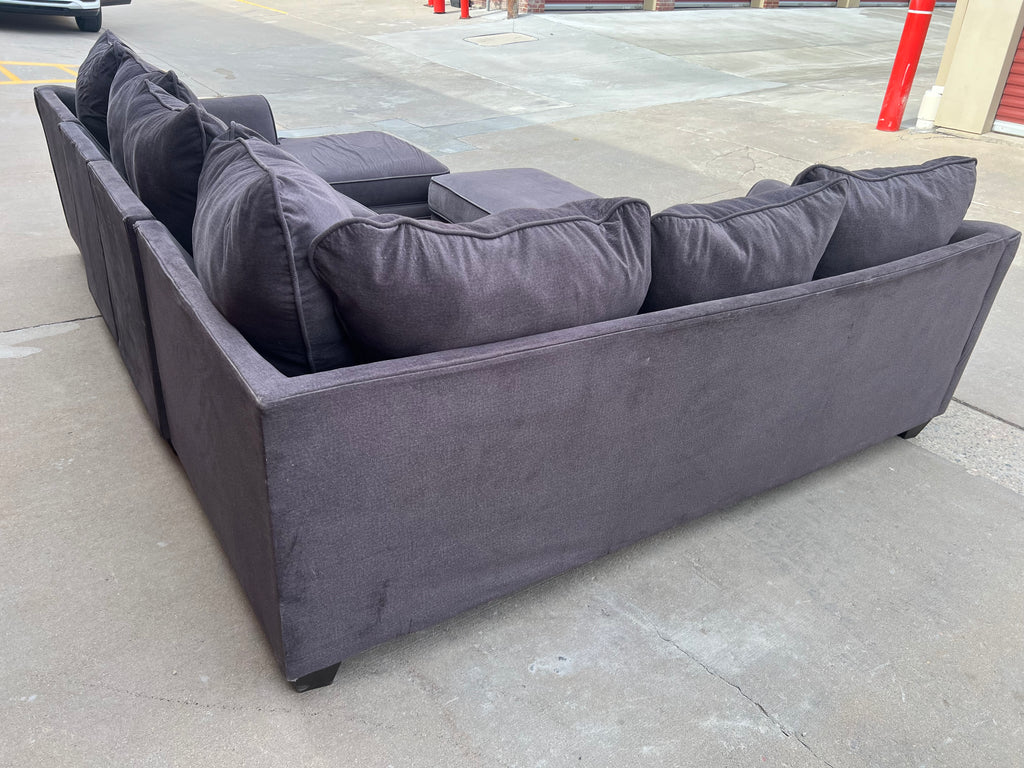 Large Grey U-Sectional with Storage Ottoman