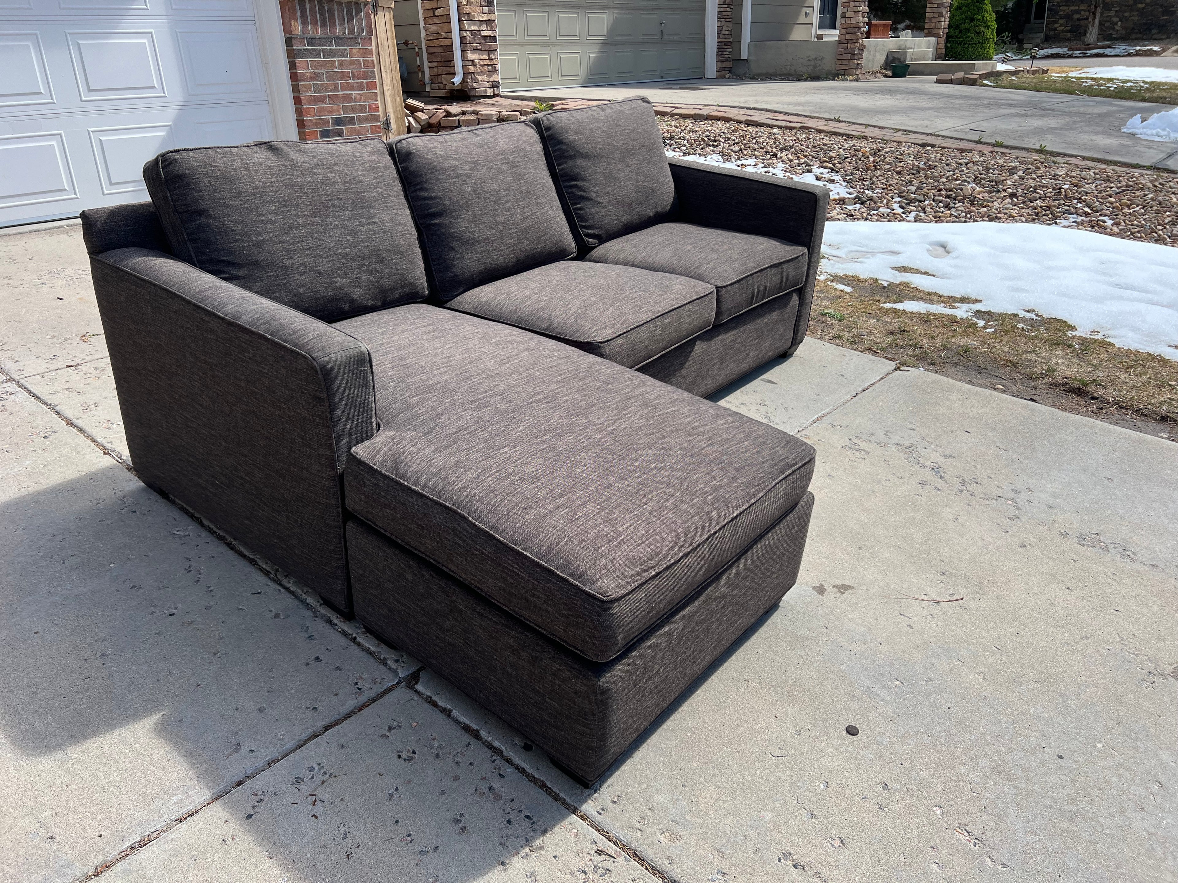Grey Sectional with Reversible Storage Chaise