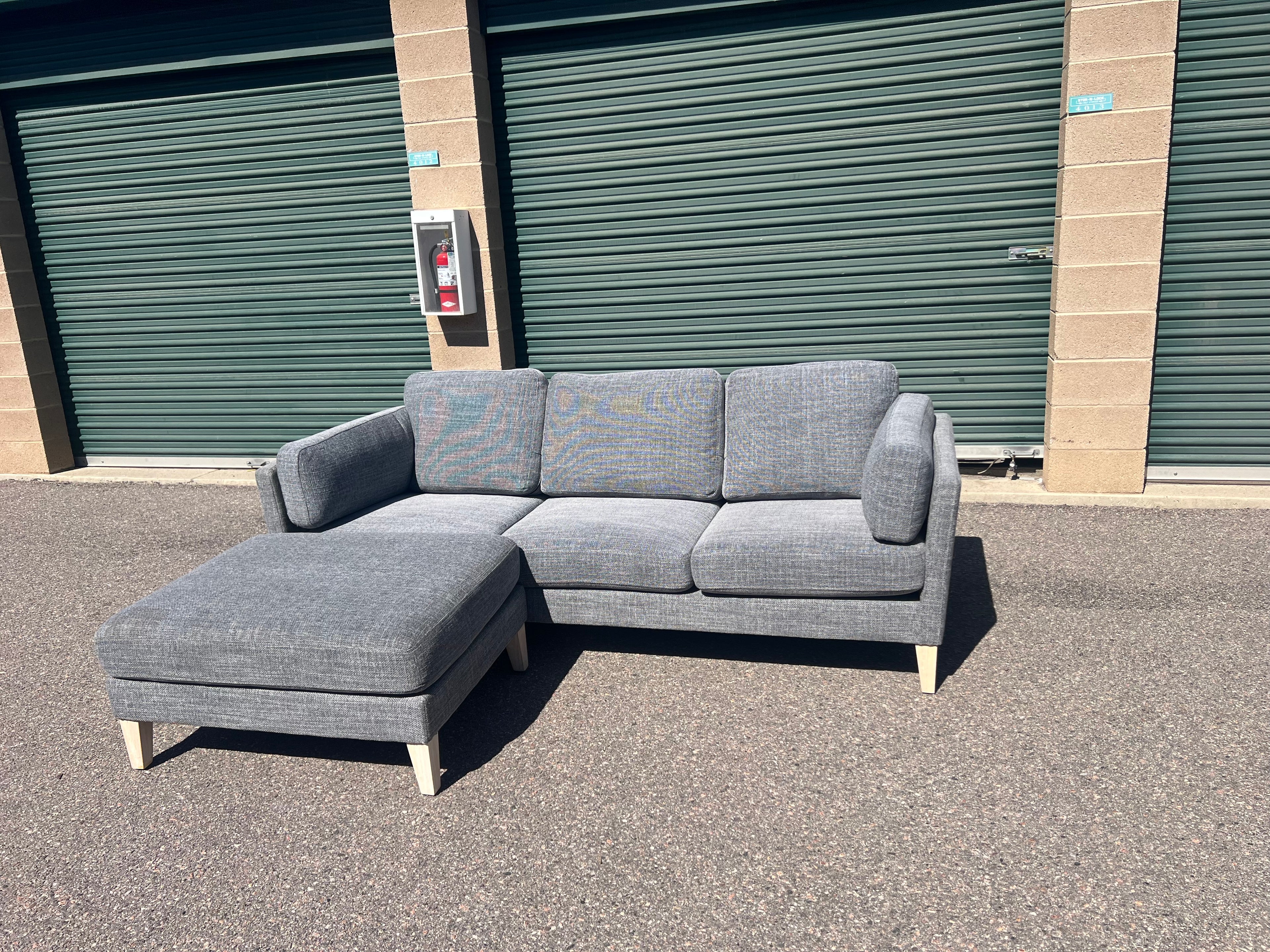 Grey Sectional with Chaise Ottoman