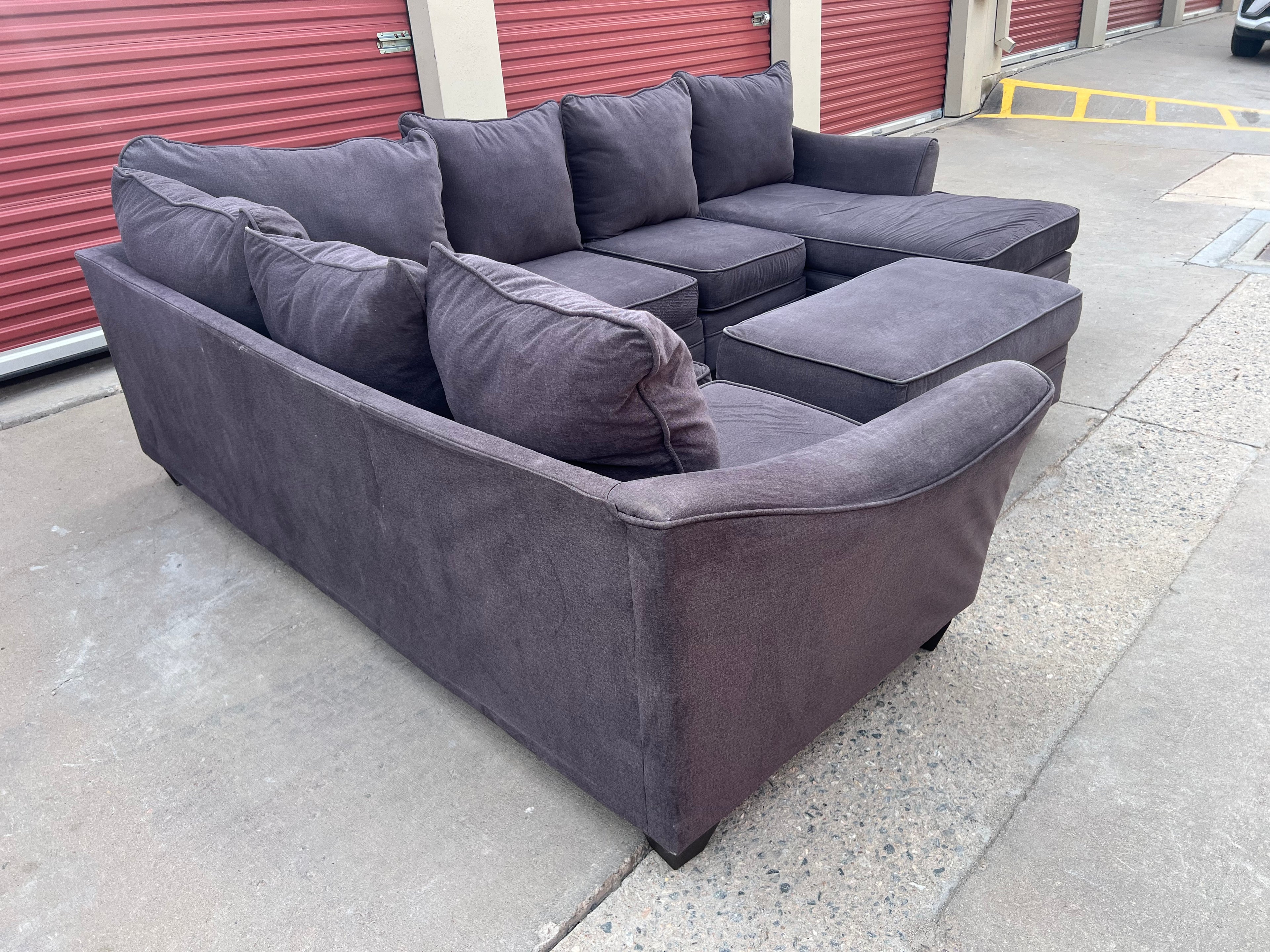 Large Grey U-Sectional with Storage Ottoman