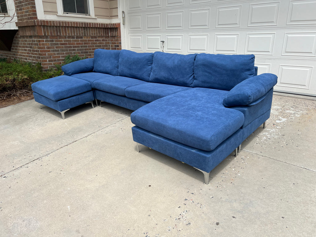 Modern U-Shaped Blue Sectional