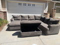 Grey Sectional with Storage Ottoman