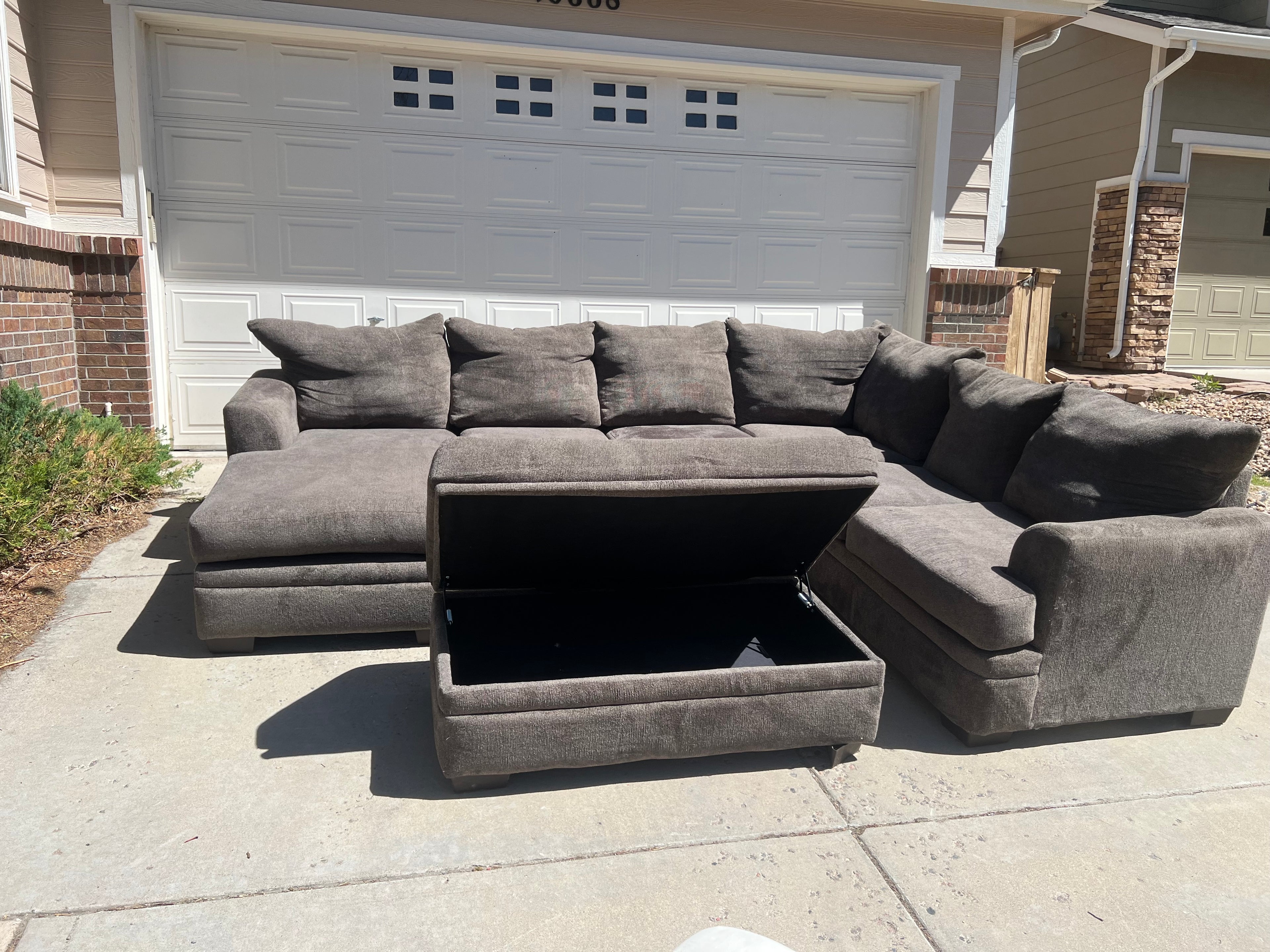 Grey Sectional with Storage Ottoman