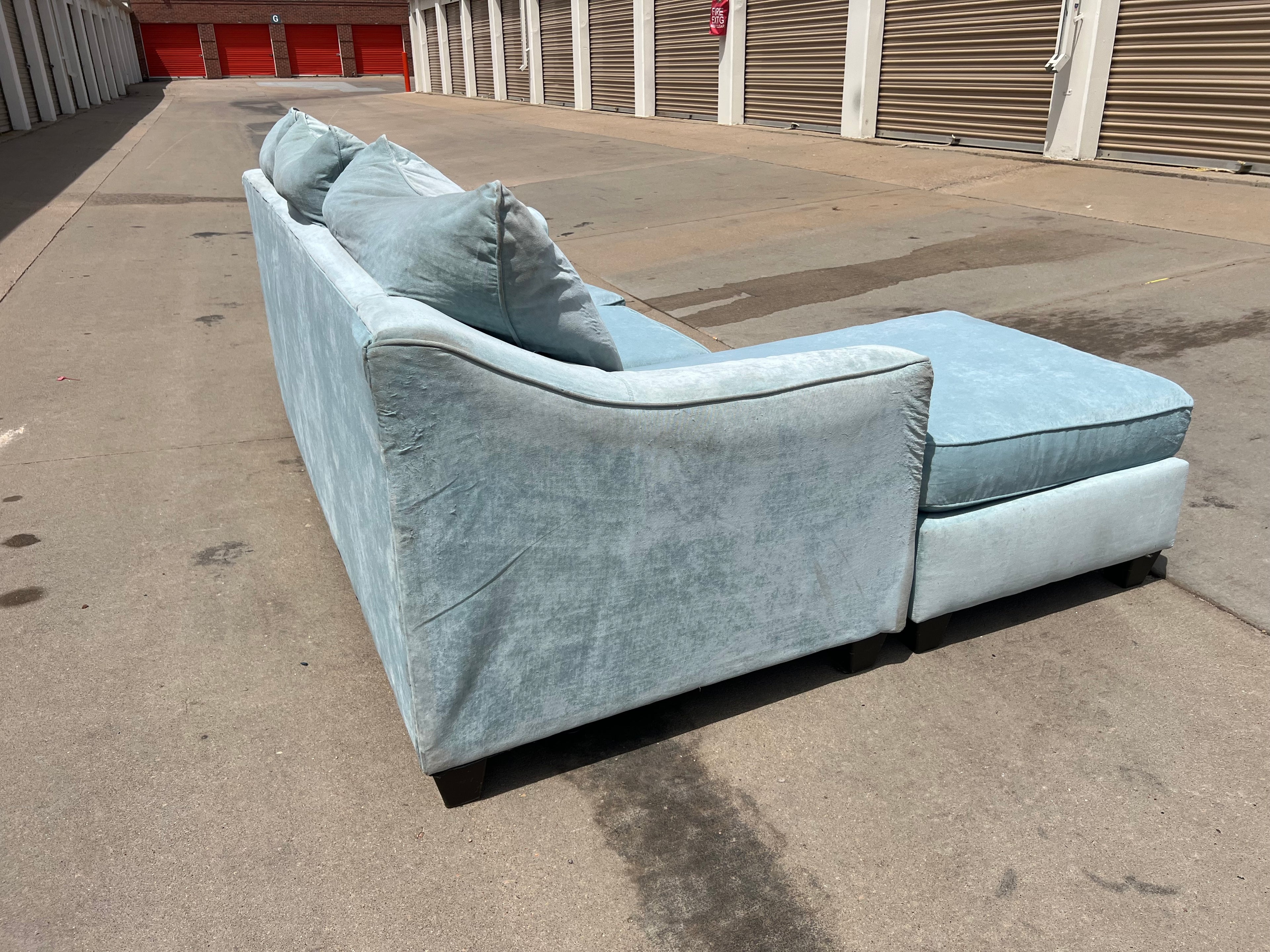 Light Blue Sectional with Reversible Chaise