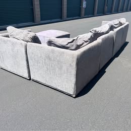 Large Grey Modular Sectional with Ottoman