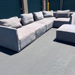 Large Grey Modular Sectional with Ottoman