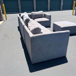 Large Grey Modular Sectional with Ottoman