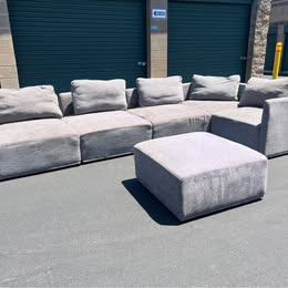 Large Grey Modular Sectional with Ottoman