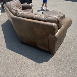 Leather Curved Sectional with Ottoman