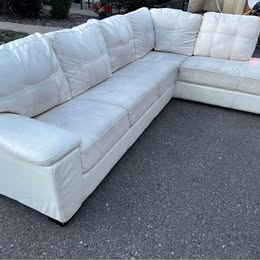 White Leather L Sectional