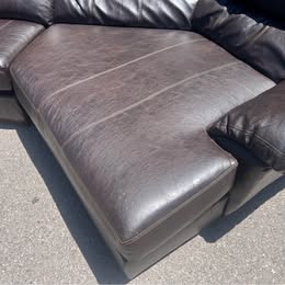 Large Leather Sectional with Cuddler and Cupholders