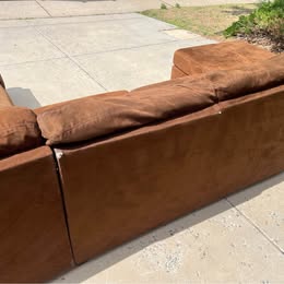 Large Brown Fabric U Shaped Sectional