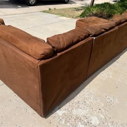 Large Brown Fabric U Shaped Sectional