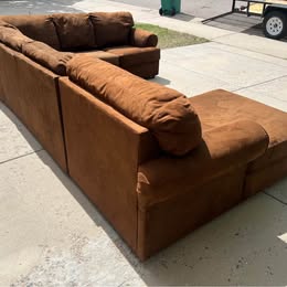 Large Brown Fabric U Shaped Sectional