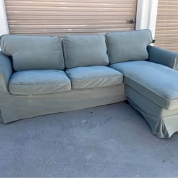 Blue/Green Sectional with Reversible Chaise and Washable Cover