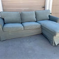 Blue/Green Sectional with Reversible Chaise and Washable Cover