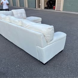 White Leather L Sectional