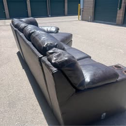 Large Leather Sectional with Cuddler and Cupholders