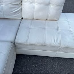 White Leather L Sectional