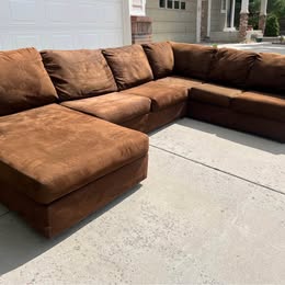Large Brown Fabric U Shaped Sectional