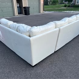 White Leather L Sectional