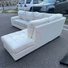 White Leather L Sectional