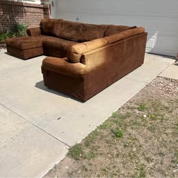 Large Brown Fabric U Shaped Sectional