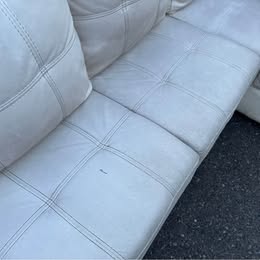White Leather L Sectional