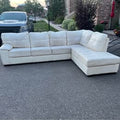 White Leather L Sectional