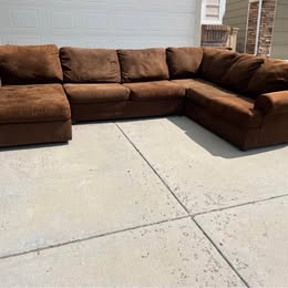 Large Brown Fabric U Shaped Sectional