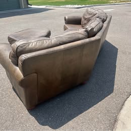 Leather Curved Sectional with Ottoman