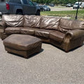 Leather Curved Sectional with Ottoman