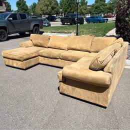 Large Beige U Shaped Sectional Sofa