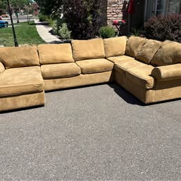 Large Beige U Shaped Sectional Sofa