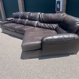 Large Leather Sectional with Cuddler and Cupholders