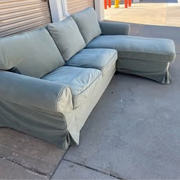 Blue/Green Sectional with Reversible Chaise and Washable Cover