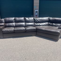 Large Leather Sectional with Cuddler and Cupholders