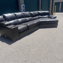 Large Leather Sectional with Cuddler and Cupholders