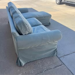 Blue/Green Sectional with Reversible Chaise and Washable Cover