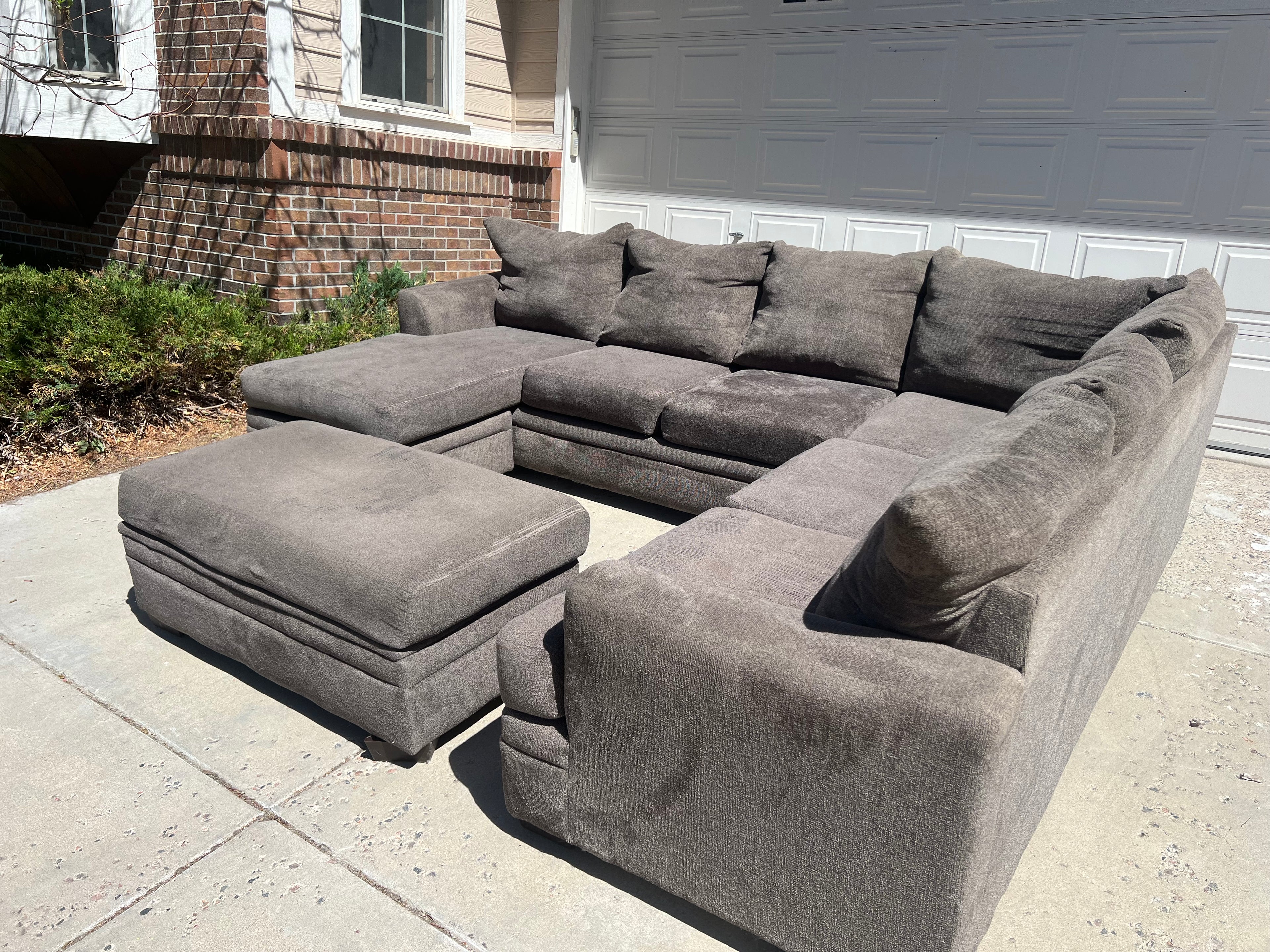 Grey Sectional with Storage Ottoman