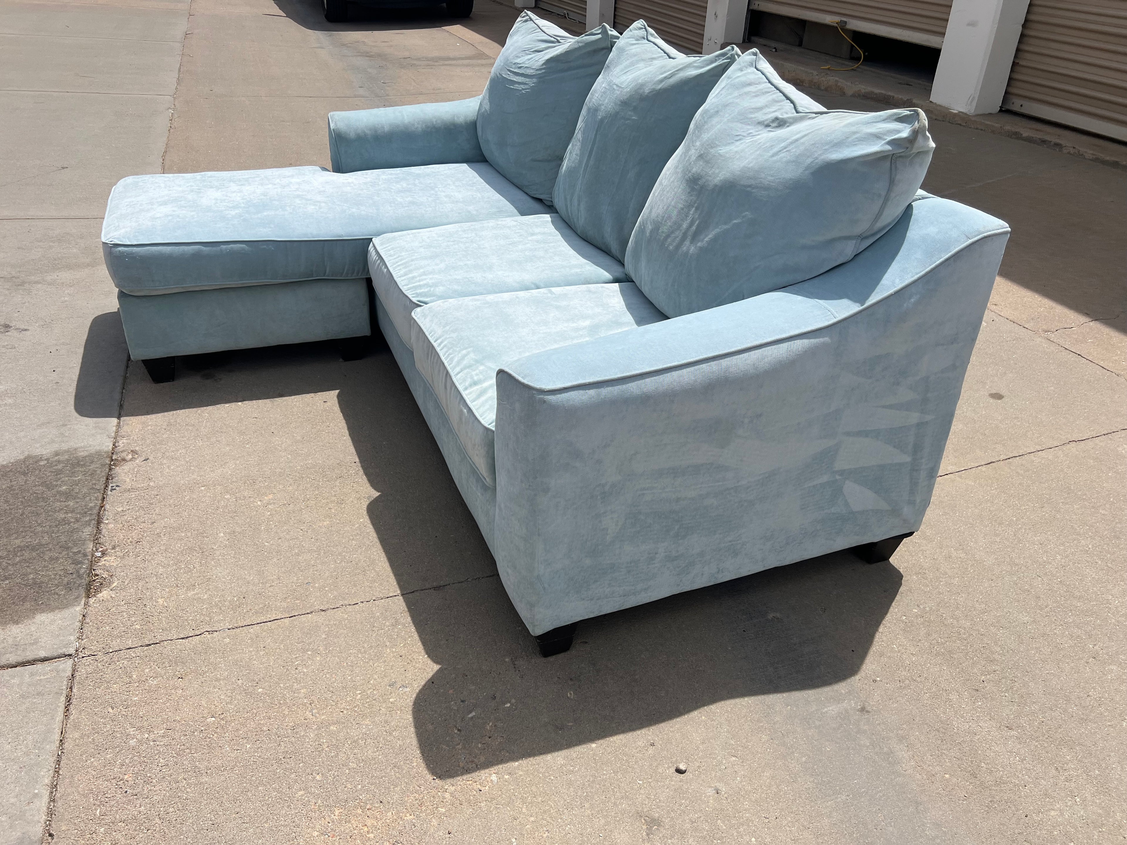 Light Blue Sectional with Reversible Chaise