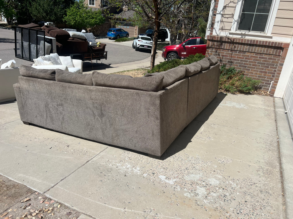 Grey Sectional with Storage Ottoman