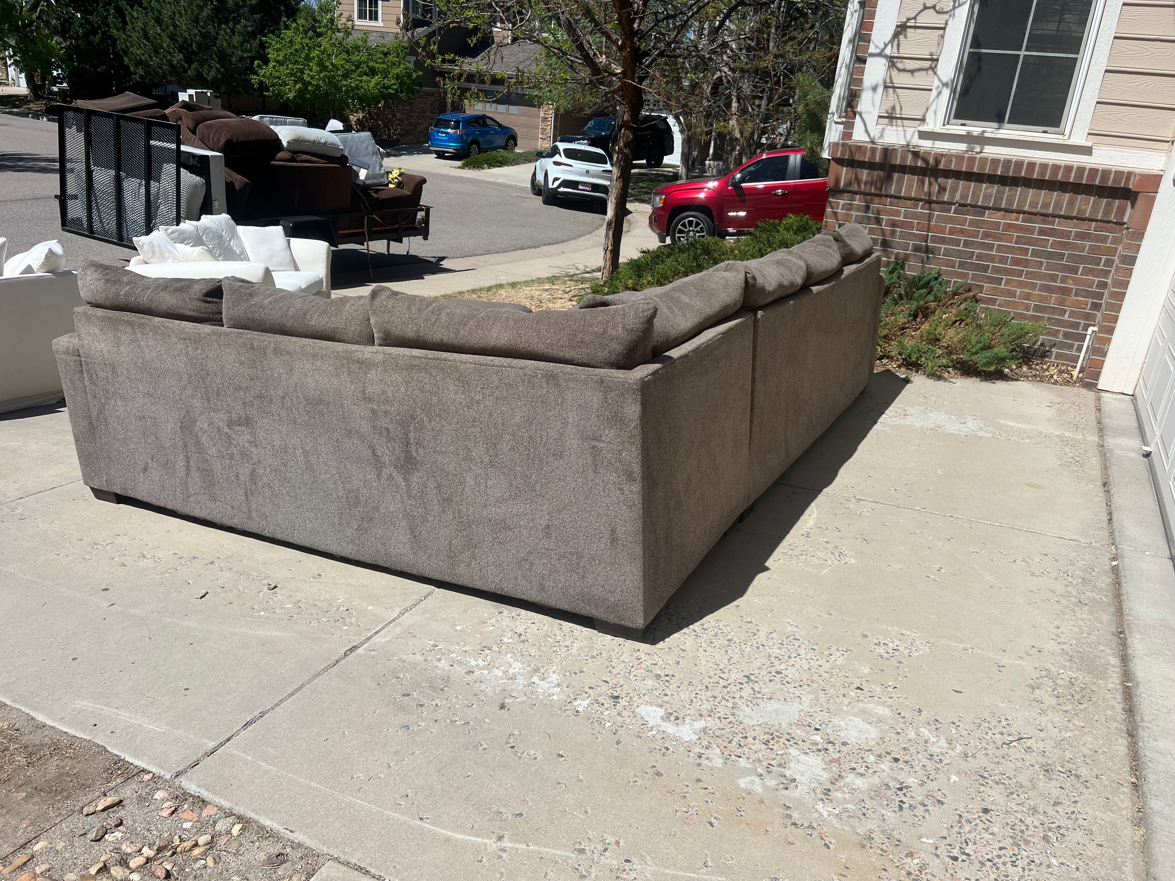 Grey Sectional with Storage Ottoman