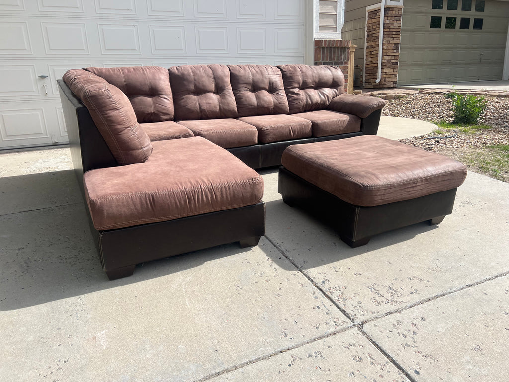 Large Brown Sectional with Ottoman