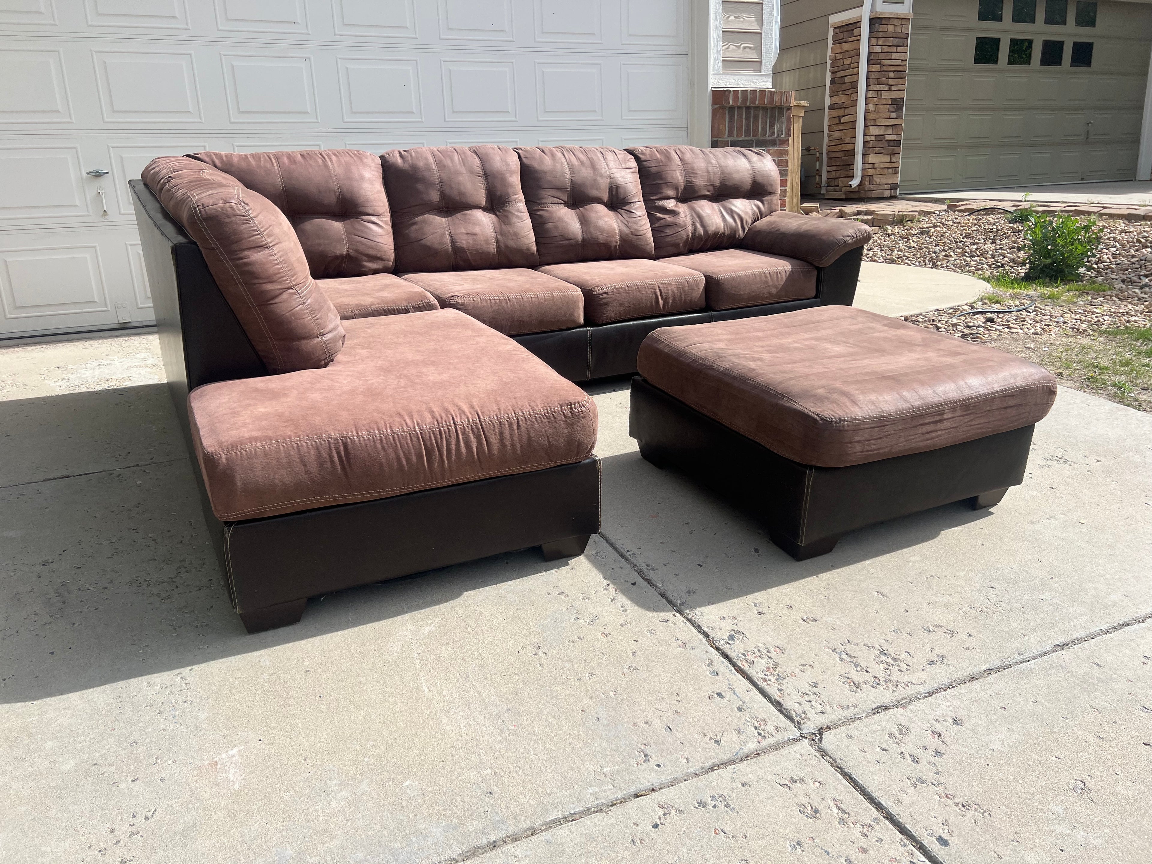 Large Brown Sectional with Ottoman