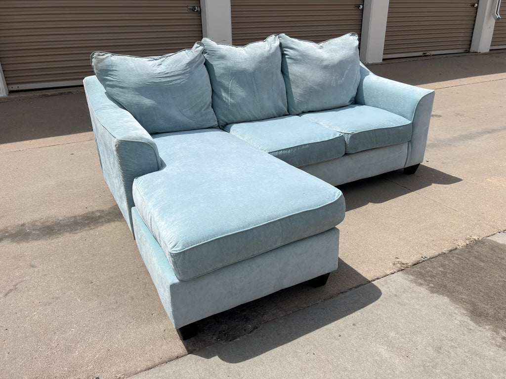 Light Blue Sectional with Reversible Chaise