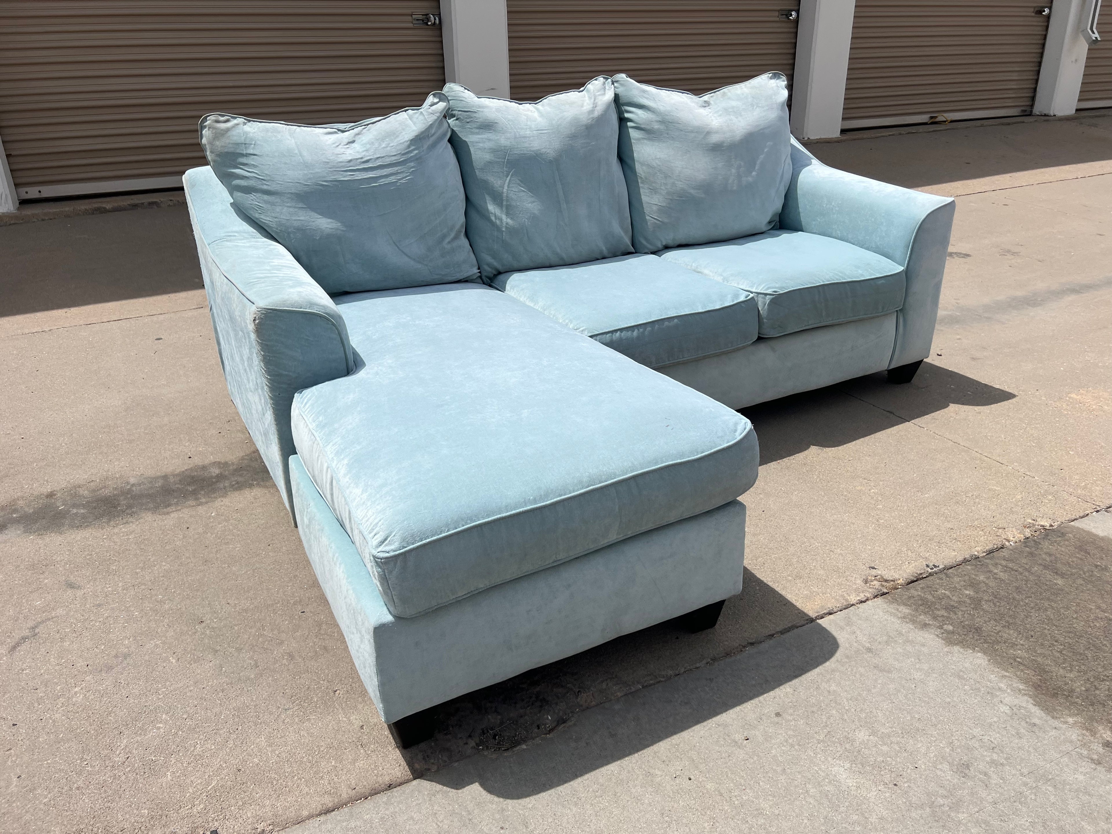 Light Blue Sectional with Reversible Chaise